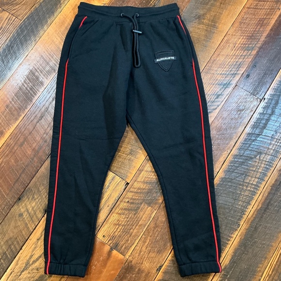 Alphalete Premium Black Joggers with Red Piping Trim Men’s Size Small - Picture 1 of 6